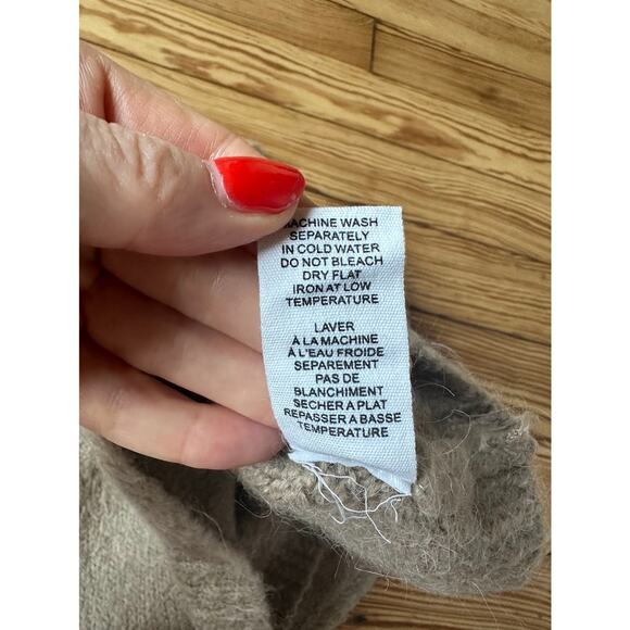 For the Republic Alpaca Wool High Neck Long Sleeve Short Length Brown Sweater XS - Picture 12 of 12